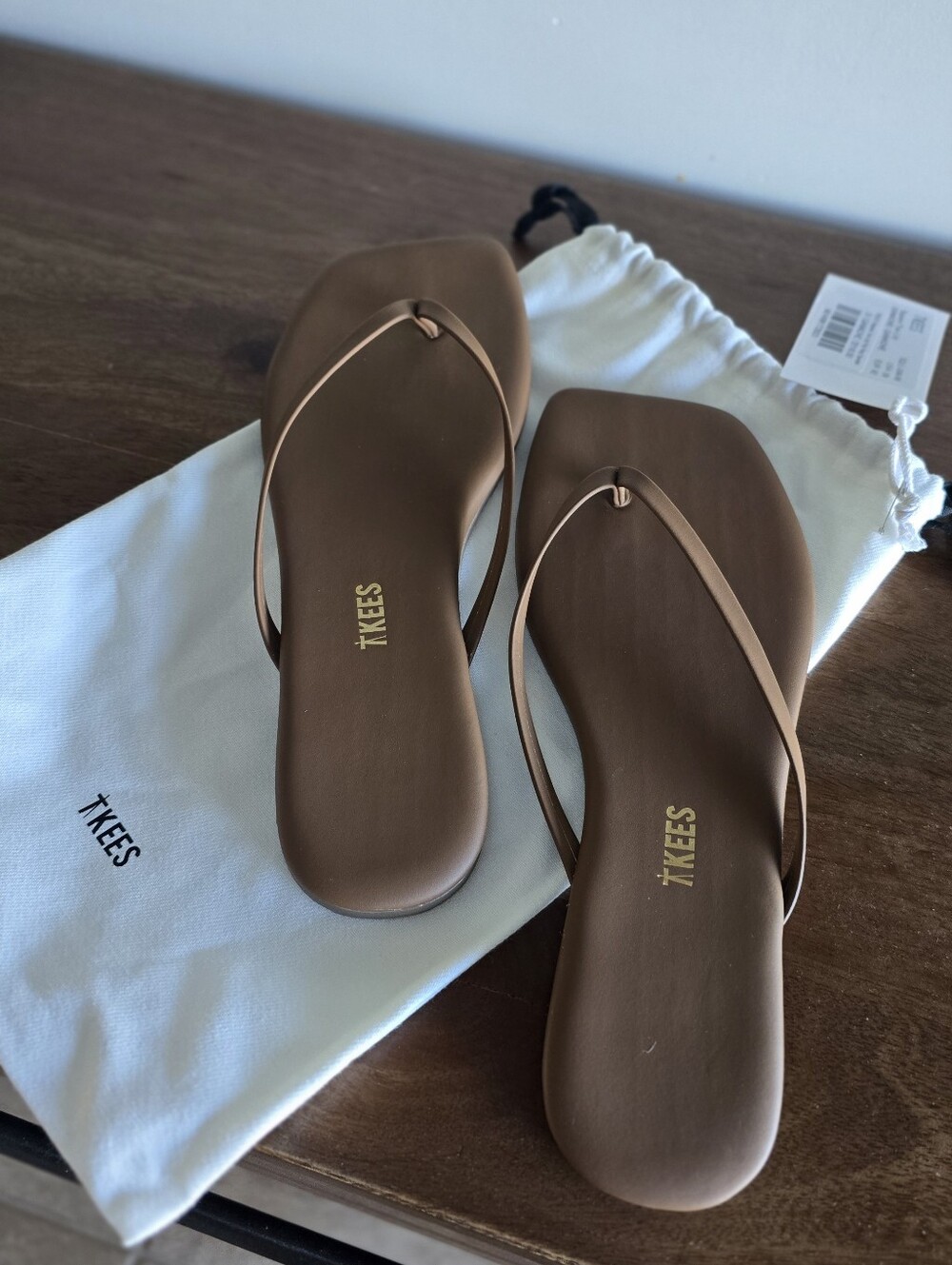 TKEES Lily Square Toe Flip Flop - Ganache